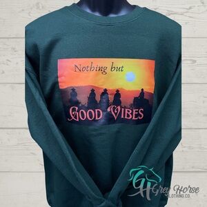 GH Adult Crewneck - L, Forest Green - Good Vibes